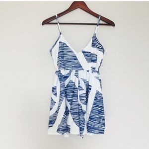 Blue and white romper